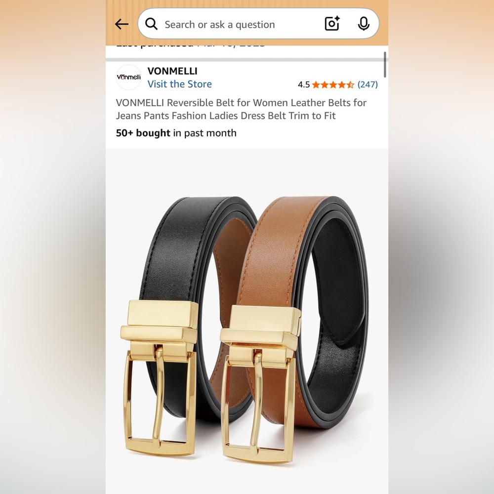 Amazon Women's Brown and Black Belt